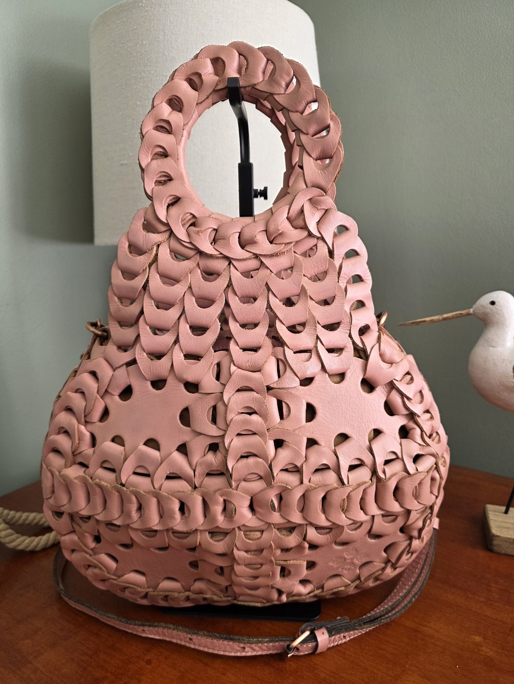 Patricia Nash Ticci Flapover Crossbody Bag Blush Pink Leather Purse